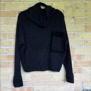 Sarah Pacini Cozy Black and Blue Cowl Neck Sweater